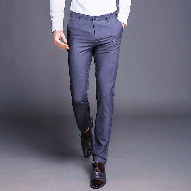 Gray Slim Fit Cotton Pants